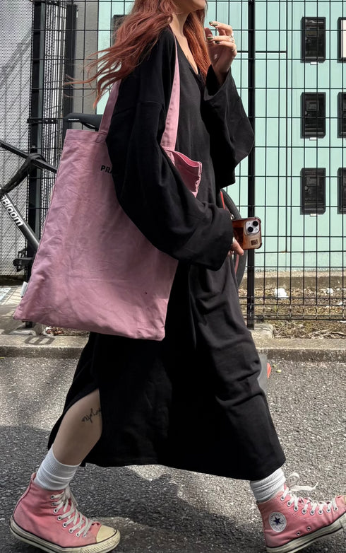 Vネックルーズワンピ